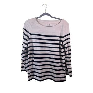 Loft Tan and Black Striped Long Sleeve Top Size LP